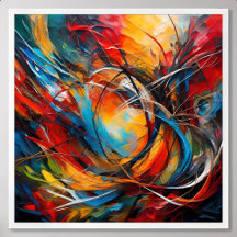 abstract schilderij verloren in bos op zoek weg na