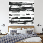 Abstract schilderij | Zwart-wit Canvas Afdruk (Insitu (Slaapkamer))