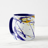 Abstract schilderplaatje in blauw en goud mok (Voorkant links)