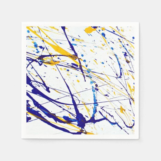 Abstract schilderplaatje in blauw en goud servet (Voorkant)