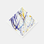 Abstract schilderplaatje in blauw en goud servet (Hoek)