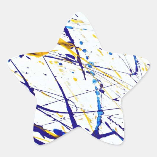 Abstract schilderplaatje in blauw en goud ster sticker (Voorkant)