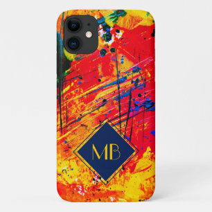 Abstract schilderrijk gekleurd plashmonogram Case-Mate iPhone case
