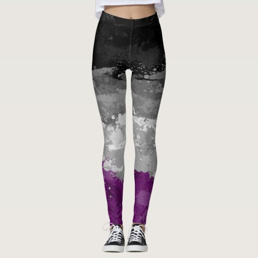 Abstract schildersplatter - aseksueel geprimeerd v leggings (Voorkant)