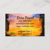 abstract schildervet kleurig artistiek ontwerp visitekaartje (Achterkant)