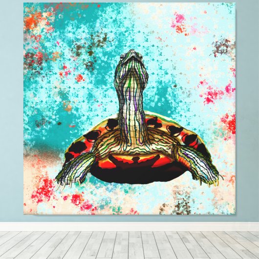 Abstract schildpad canvas afdruk (Insitu (Houten vloer))
