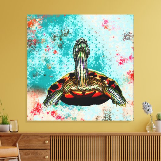 Abstract schildpad canvas afdruk (Insitu (Woonkamer))