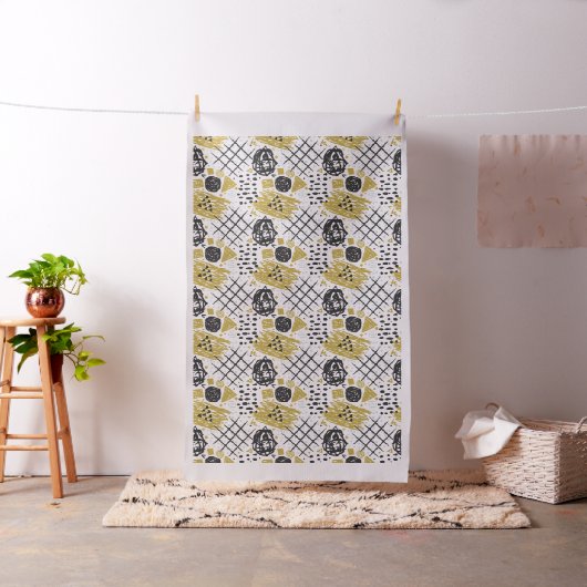 Abstract Scratch Golden Black No.01 Stof (Voorbeeld)