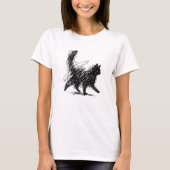Abstract Scribble Cat Art Women's White T-Shirt  (Voorkant)
