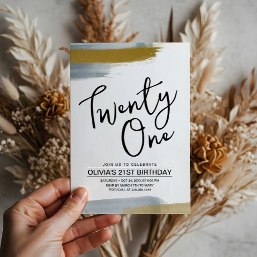 Abstract Script Elegant Gold 21st Verjaardag Kaart