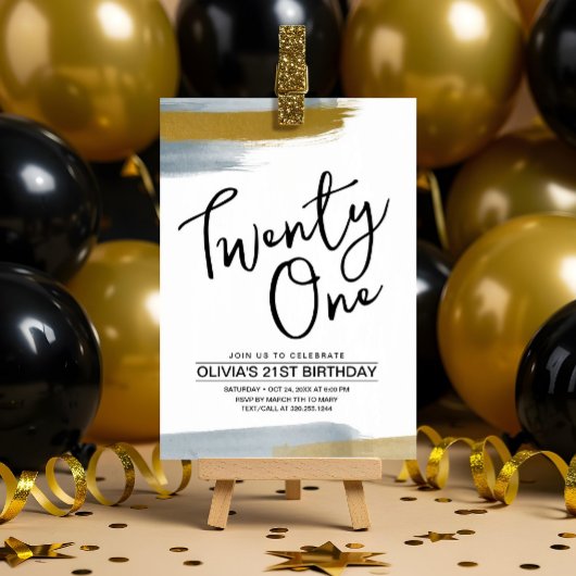 Abstract Script Elegant Gold 21st Verjaardag Kaart