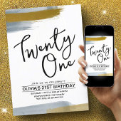 Abstract Script Elegant Gold 21st Verjaardag Kaart