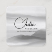 Abstract script voor chic Black en White Waterverf Vierkante Visitekaartje (Voorkant)
