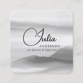 Abstract script voor chic Black en White Waterverf Vierkante Visitekaartje