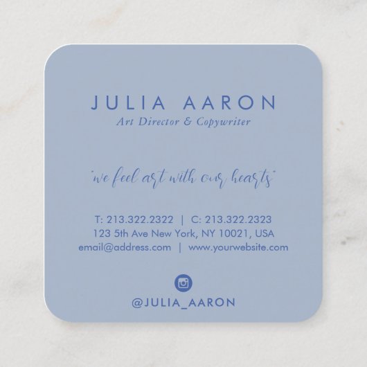 Abstract script voor Rustige  blauwe Waterverf Vierkante Visitekaartje (Achterkant)