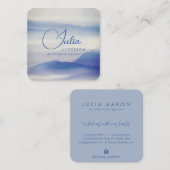Abstract script voor Rustige  blauwe Waterverf Vierkante Visitekaartje (Voorkant / Achterkant)