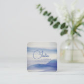 Abstract script voor Rustige  blauwe Waterverf Vierkante Visitekaartje (Staand voorkant)