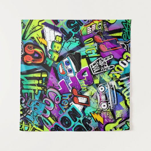 Abstract seamless cartoon pattern. Repeated with M Wandkleed (Voorkant (horizontaal))