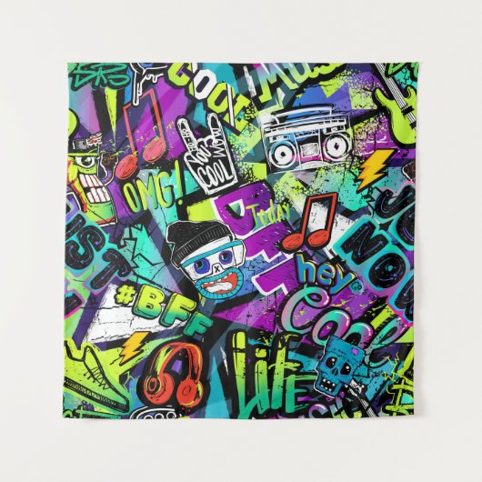 Abstract seamless cartoon pattern. Repeated with M Wandkleed (Voorkant)