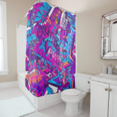 Abstract seamless graffiti words pattern. Grunge r Douchegordijn (In situ)