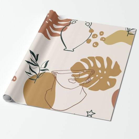 Abstract seamless pattern of Greek sculpture head Cadeaupapier (Uitgerold)