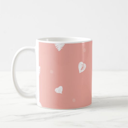 Abstract seamless pattern with hand drawing hearts koffiemok (Links)