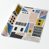 Abstract seamless pattern with houses with hand dr cadeaupapier (Uitgerold)