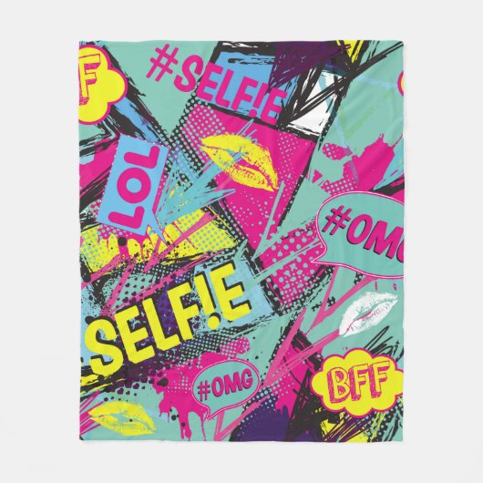 Abstract seamless pattern with Pop art comicspeech Fleece Deken (Voorkant)