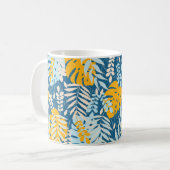 Abstract seamless pattern with tropical leaves and koffiemok (Voorkant links)
