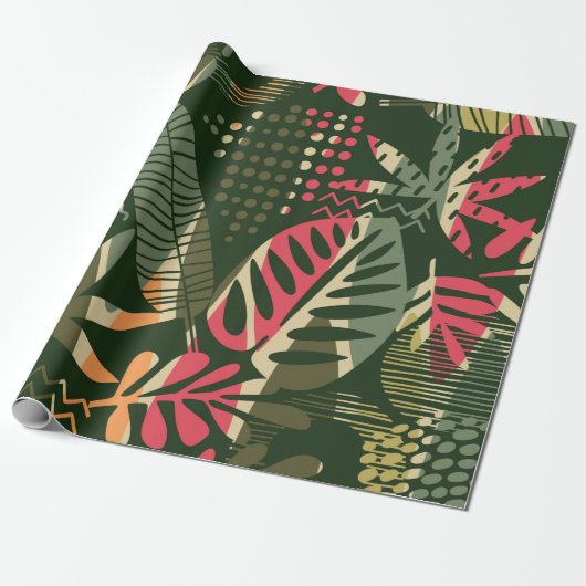 Abstract seamless pattern with tropical leaves. Ha Cadeaupapier (Uitgerold)