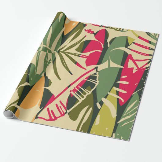 Abstract seamless pattern with tropical leaves. Ha Cadeaupapier (Uitgerold)