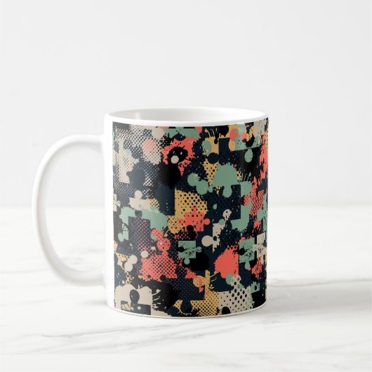 Abstract seamless puzzle pattern with puzzle, squa koffiemok (Links)