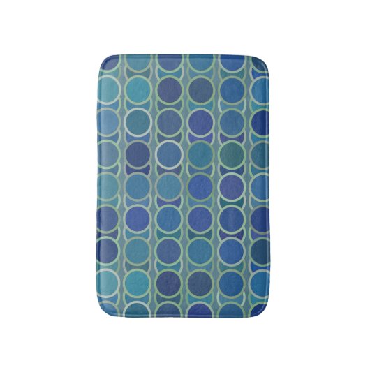 Abstract Shades of Blue Circle Pattern Badmat (Voorkant Verticaal)