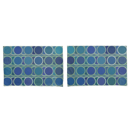 Abstract Shades of Blue Circle Pattern Kussensloop (Voorkant-Set)