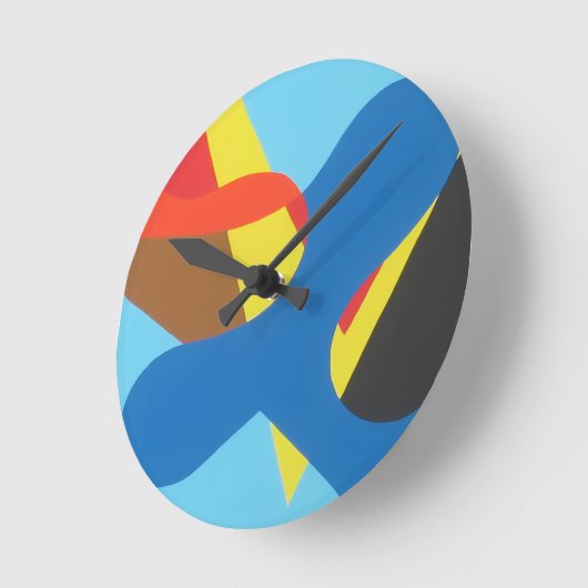 Abstract Shapes on Blue Round Clock Ronde Klok (Hoek)