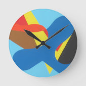 Abstract Shapes on Blue Round Clock Ronde Klok (Voorkant)