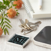 Abstract Shattered Glass Blue Pattern Monogram Sleutelhanger (Zijkant)