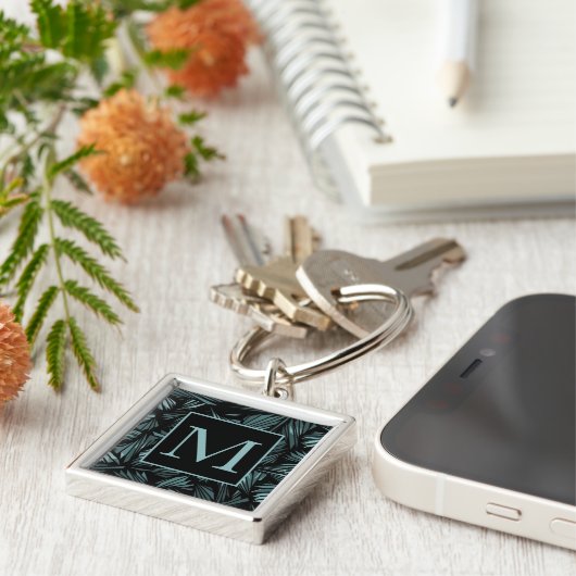 Abstract Shattered Glass Blue Pattern Monogram Sleutelhanger (Zijkant)