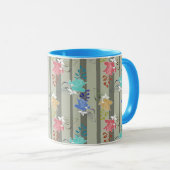 Abstract sier- ornament decoratief retro gestreept mok (Voorkant rechts)