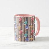 Abstract sier- ornament decoratief retro gestreept mok (Voorkant rechts)