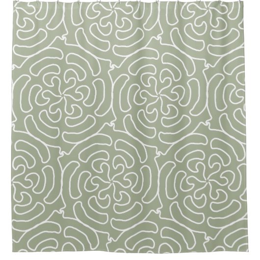 Abstract siergroen patroon douchegordijn (Voorkant)
