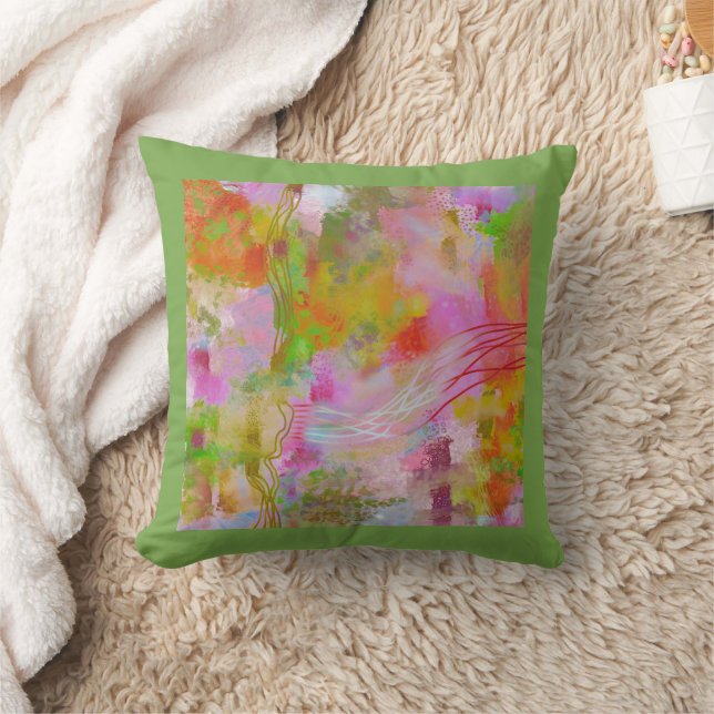 Abstract Sierkussen Luscious Roze lente groen (Deken)