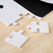 Abstract silhouet zwart wit en geel boom legpuzzel (Zijkant)