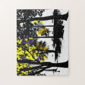 Abstract Silhouetbos met geel en Paarse Legpuzzel (Verticaal)