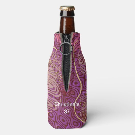 Abstract Silhouette Art Hip Hip Hooray Birthday Flesjeskoeler (Fles Achterkant)