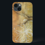 Abstract Silhouette schilderen op Tan-achtergrond iPhone 13 Hoesje<br><div class="desc">De achtergrond van dit Jennifer Goldberger schilderij ziet eruit als een tafel met een verstek erin. Er is ook een abstract silhouet van een bloem gemaakt in witte verf,  die nauwelijks de bruine achtergrond overtreft.</div>