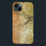 Abstract Silhouette schilderen op Tan-achtergrond iPhone 13 Hoesje<br><div class="desc">De achtergrond van dit Jennifer Goldberger schilderij ziet eruit als een tafel met een verstek erin. Er is ook een abstract silhouet van een bloem gemaakt in witte verf,  die nauwelijks de bruine achtergrond overtreft.</div>