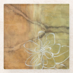 Abstract Silhouette schilderen op Tan-achtergrond Glazen Onderzetter