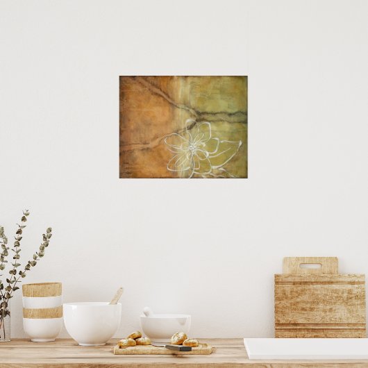 Abstract Silhouette schilderen op Tan-achtergrond Poster (Keuken)