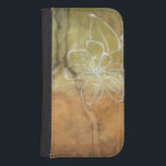 Abstract Silhouette schilderen op Tan-achtergrond Galaxy S4 Portefeuille Hoesje<br><div class="desc">De achtergrond van dit Jennifer Goldberger schilderij ziet eruit als een tafel met een verstek erin. Er is ook een abstract silhouet van een bloem gemaakt in witte verf,  die nauwelijks de bruine achtergrond overtreft.</div>